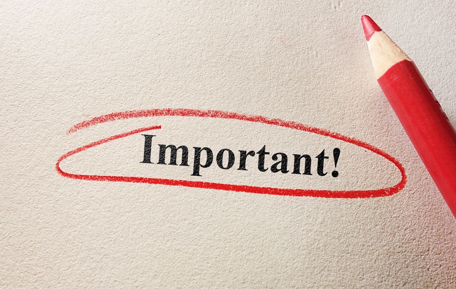 The word "Important!" circled in red pencil